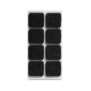 Viltglijder zelfklevend 25x25mm - zwart, 8 stuks